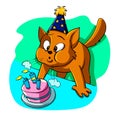 Cat blowing candles cartoon