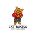 Cat boxing design logo vector