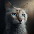 Cat boy with blue Eyes Close Up. Breed of cat Siamese oriental Royalty Free Stock Photo