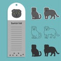 cat breed scottish fold. Set of stickers, silhouettes and contour line doodle vector illustrations pedigree pet. Design Royalty Free Stock Photo