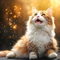 CAT breed SMILING orange white fur playful Royalty Free Stock Photo