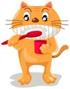 Cat brushing teeth