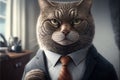 Cat businessman llustration generative ai
