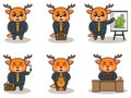 Cute cartoon of Deer businessman set