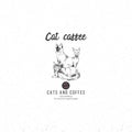 Cat caffee logo template Royalty Free Stock Photo