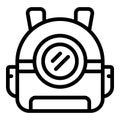 Cat carrier backpack icon outline vector. Travelling puppy equipment