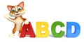 Cat cartoon character with ABCD sign