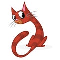 Cartoon funny tabby cat. Vector illustration.