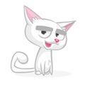 Cartoon grumpy white cat Royalty Free Stock Photo