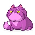 Cartoon pretty purple fat cat. Fat striped cat illustration
