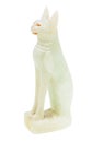 Cat carved from green soapstone isolated Royalty Free Stock Photo