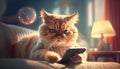 Cat checking his phone