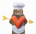 Cat with a heart-shaped sausage 2 Royalty Free Stock Photo