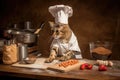 cat chef, whipping up delicious and nutritious meal for its feline friends