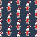 Cat in christmas costume in snowball seamless pattern Royalty Free Stock Photo