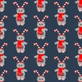 Cat in christmas costume in snowball seamless pattern Royalty Free Stock Photo