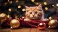 Cat in a Christmas scenery. Ai generative