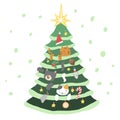Cat Christmas tree Merry Christmas cartoon illustration Royalty Free Stock Photo