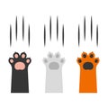 Cat Claw Scratching Set on White Background. Vector