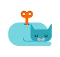 Cat clockwork toy isolated. Pet Vector illustration