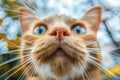 Cat Close up Portrait, Fun Animal Looking into Camera, Cat Nose, Wide Angle Lens