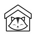 cat clossed eyes feline house pet outline