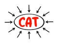 CAT - Computer Assisted Translation is the use of software to assist a human translator in the translation process, acronym Royalty Free Stock Photo