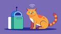 A cat confidently entering a selfcleaning litter box with a sensor detecting when theyre finished and signaling the