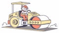 Cat construction worker road roller, paving surface, compaction work, vector design Generative AI Royalty Free Stock Photo