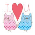 Cat couple wear dot l love you cover Royalty Free Stock Photo