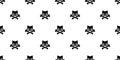 Cat crossbones seamless pattern halloween vector dog pet cartoon skeleton spooky ghost repeat wallpaper tile background scarf isol