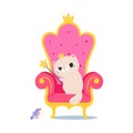 Cat in Crown on Throne with Magic Wand as Fairy Tale Character Vector Illustration Royalty Free Stock Photo