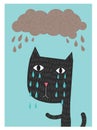 Cat Crying Under The Rain