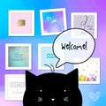 Cat Curator. You are kindly invited. Welcome to gallery. Royalty Free Stock Photo