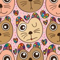 Cat cushion cute seamless pattern