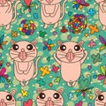 Cat cute happy seamless pattern Royalty Free Stock Photo