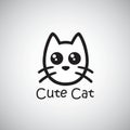 Cat Cute Logo. Black Vector Illustration