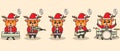 Vector illustration of Cute Deer Santa Claus play a musical instrument Royalty Free Stock Photo
