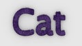 Cat - 3d word violet on white background. render of furry letters. cat pets fur. Pet shop, pet house, pet care emblem logo design