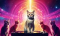 Cat dancing disco on the dance floor Royalty Free Stock Photo