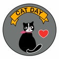 Cat day smile happy cat hand drawn vector