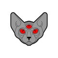 Cat Demon. Satanic symbol. Satan with cat head. Devil symbol pentagram