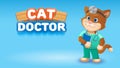 Cat doctor cute cartoon animal.Vector clip art illustration Royalty Free Stock Photo