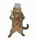 Cat vet with stethoscope and thermometer Royalty Free Stock Photo