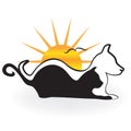 Cat dog and bird silhouettes logo Royalty Free Stock Photo