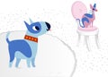 Cat and Dog characters best happy friends. Bull terrier and sphinx. Vector flat cartoon illustration Royalty Free Stock Photo