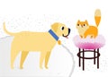 Cat and Dog characters best happy friends. Vector flat cartoon illustration Royalty Free Stock Photo