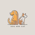 Cat and Dog characters logo mascot cartoon styled vector illustration Royalty Free Stock Photo