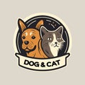 Cat and Dog characters logo mascot cartoon styled vector illustration Royalty Free Stock Photo