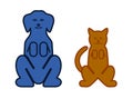 Cat and dog color symbols of pets